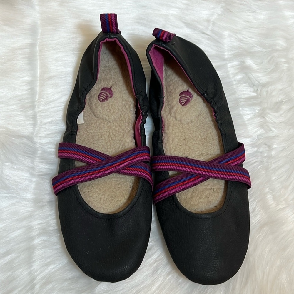 Acorn Black Fleece Lined Ballet Flats